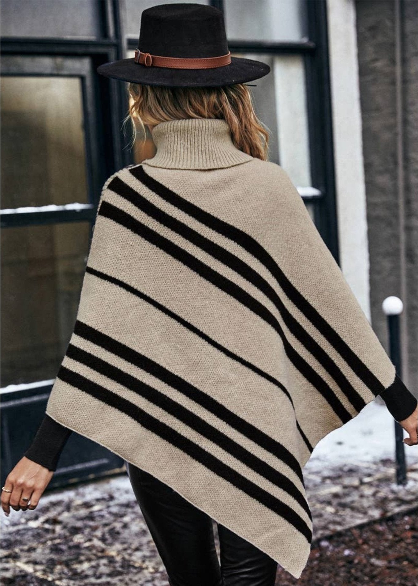 Turtleneck Knit Poncho