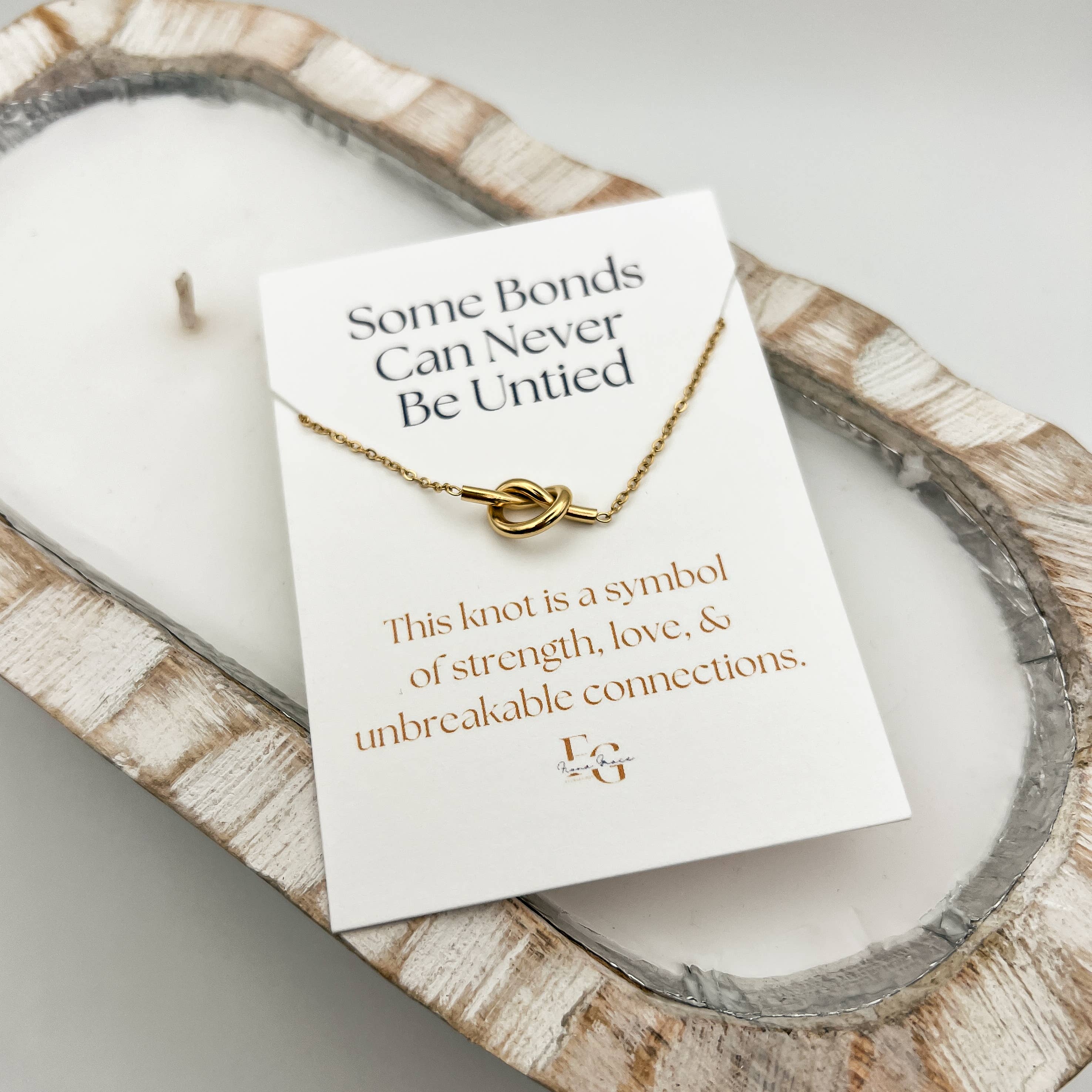 Knot Necklace With Sentiment Card, 18K Gold, Waterproof
