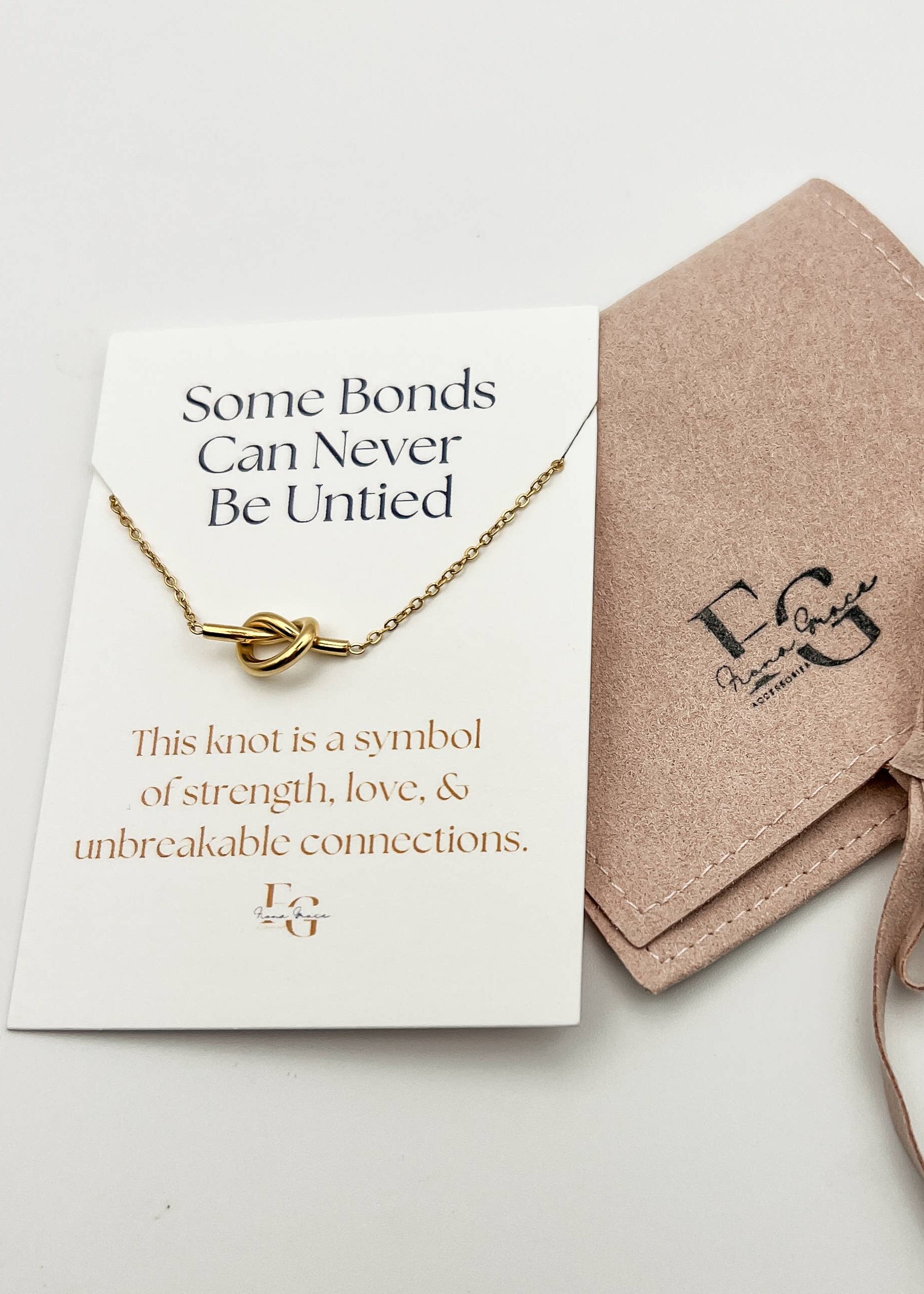 Knot Necklace With Sentiment Card, 18K Gold, Waterproof