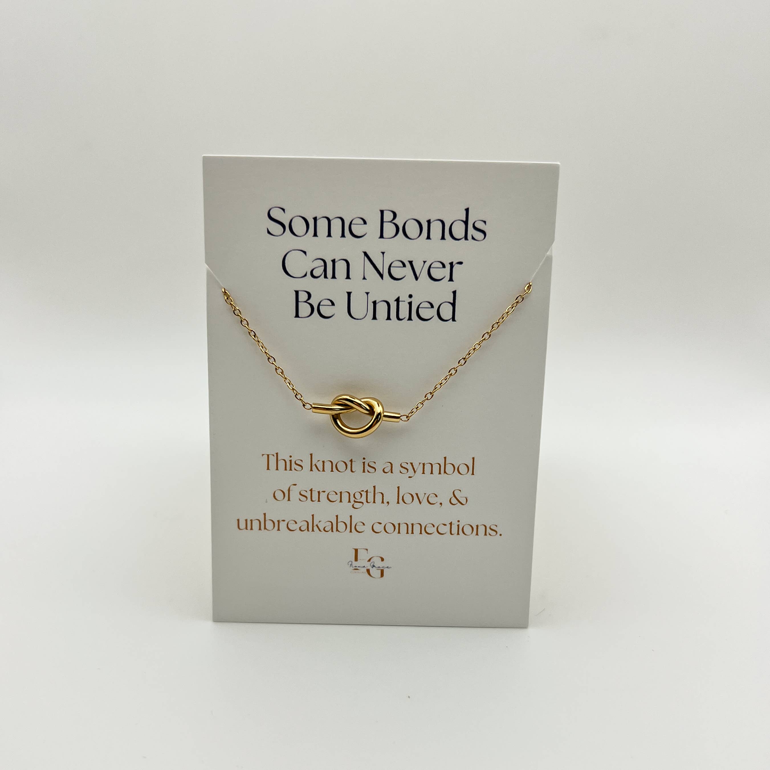 Knot Necklace With Sentiment Card, 18K Gold, Waterproof