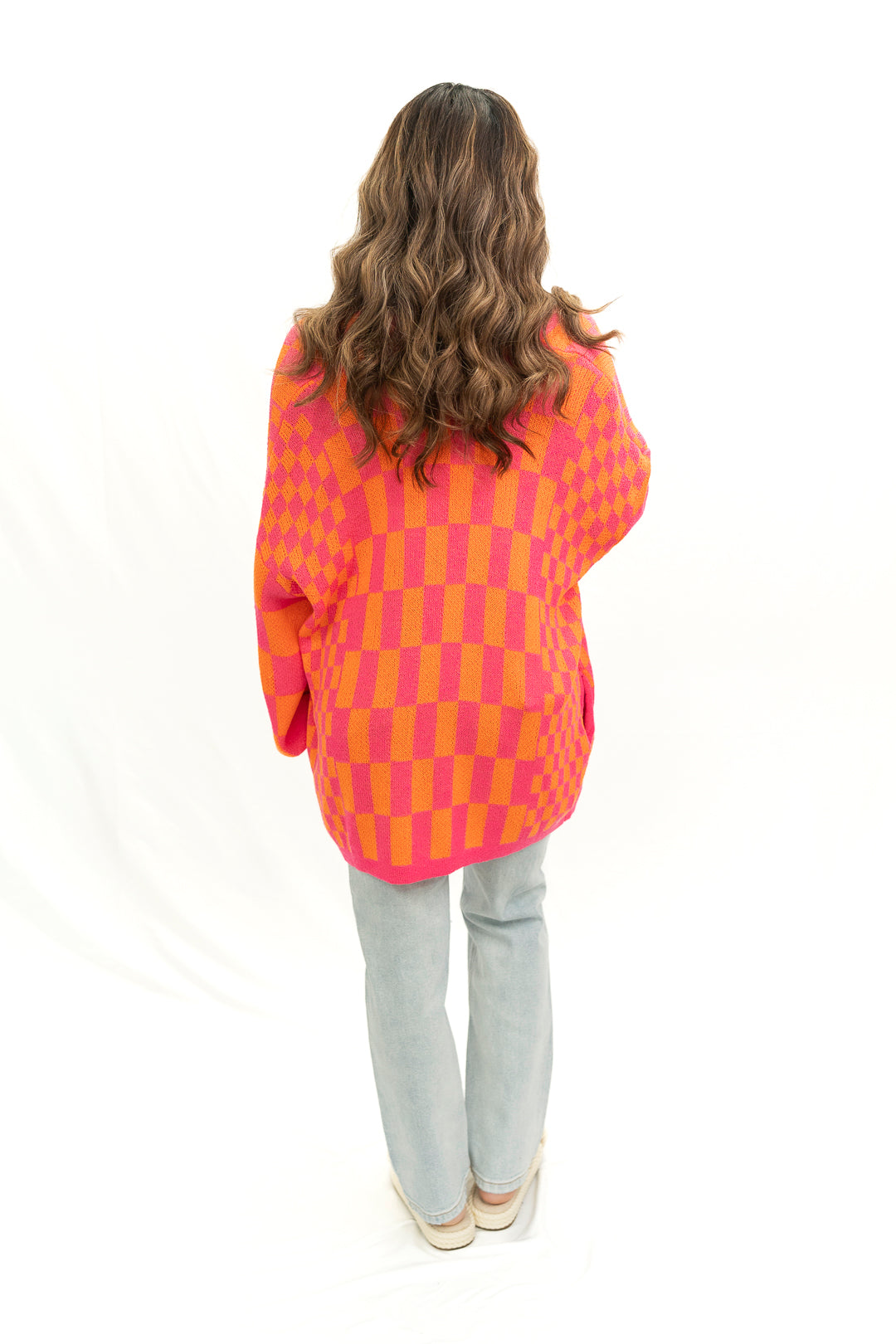 Checkered Print Cardigan