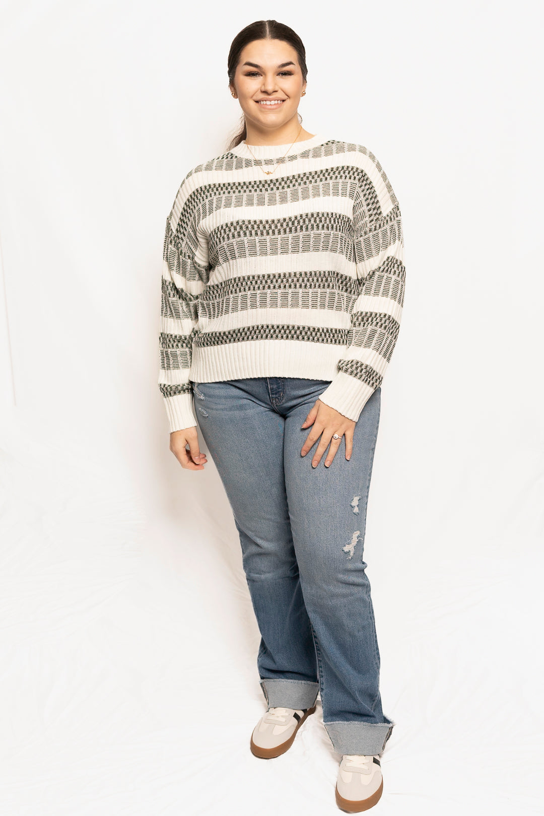 Round Neck Thick Double Striped Sweater