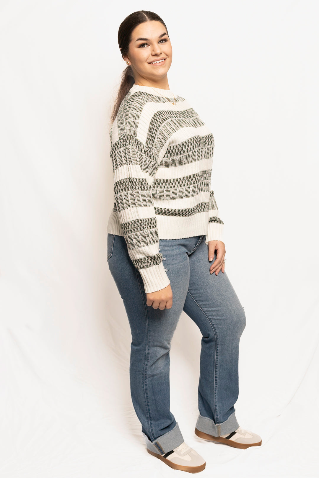 Round Neck Thick Double Striped Sweater