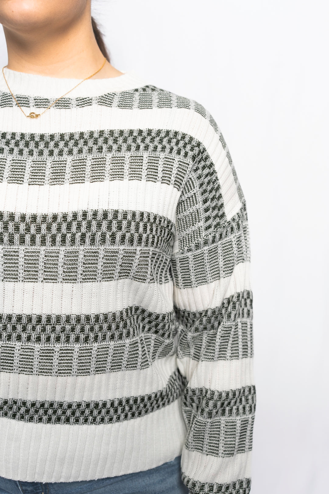 Round Neck Thick Double Striped Sweater