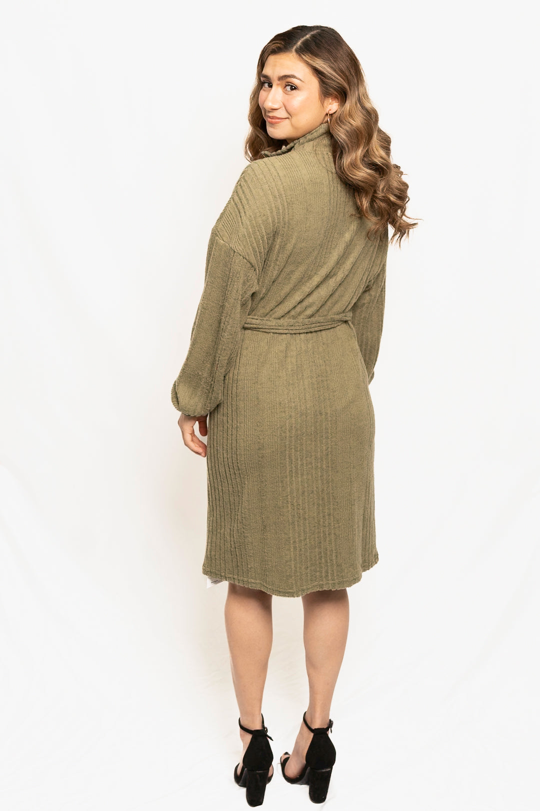 Collar Zipper Long Sleeved Dress