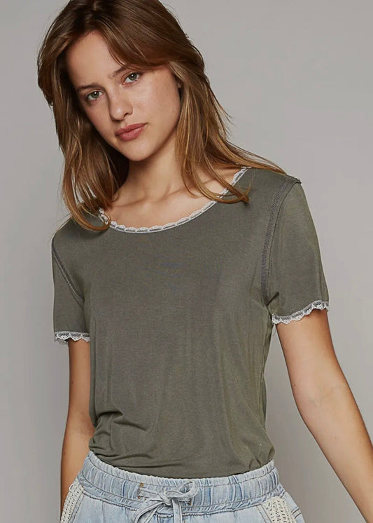 POL Lace Trim Tee