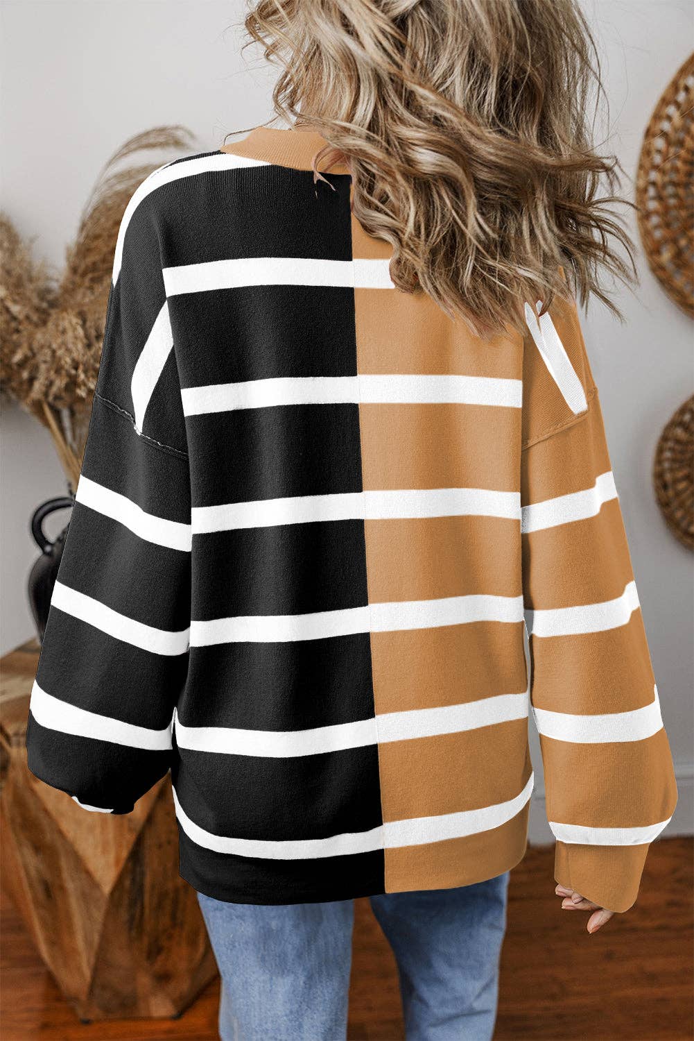 Stripe Colorblock Oversized Sweater