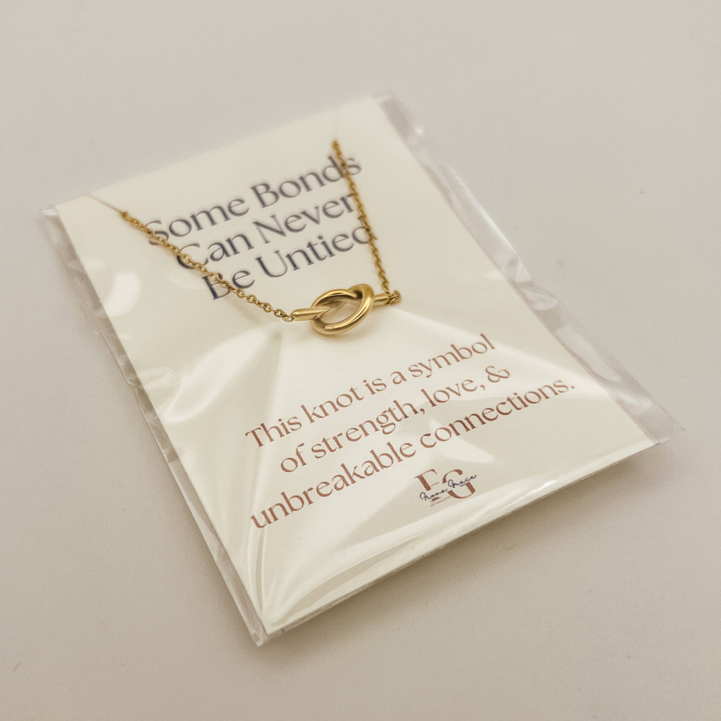 Knot Necklace With Sentiment Card, 18K Gold, Waterproof