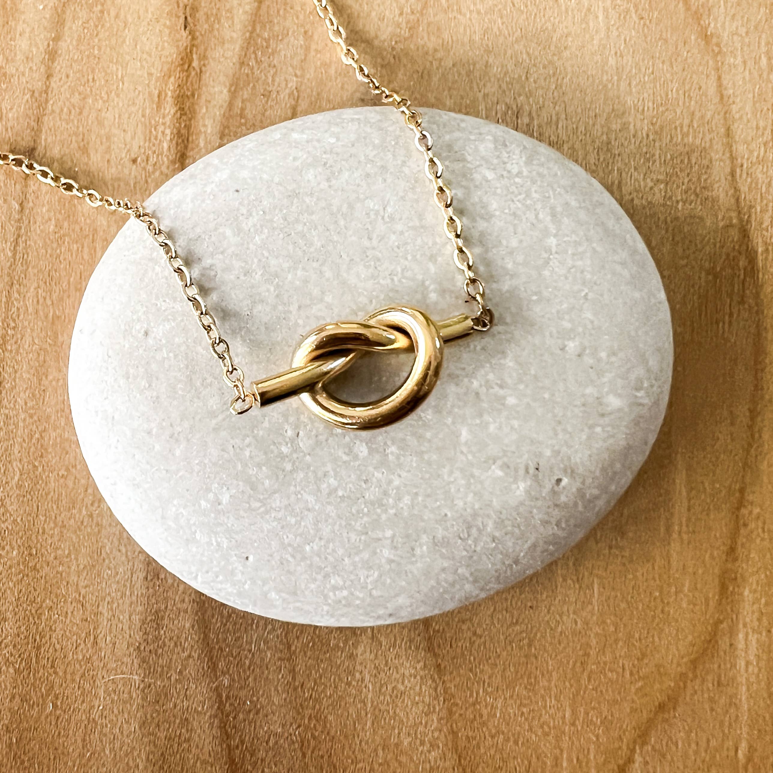 Knot Necklace With Sentiment Card, 18K Gold, Waterproof